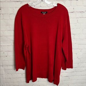 Cable and Gauge Red Lightweight Sweater